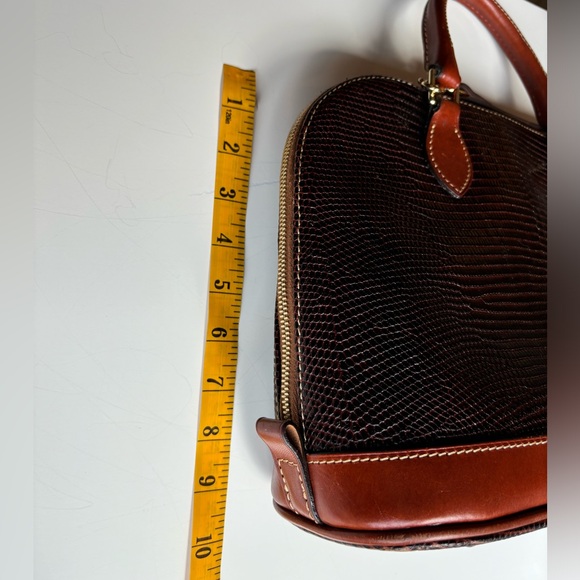 DOONEY AND BOURKE Embossed Lizard Zip Zip Satchel Brown Leather Trim - Picture 12 of 17